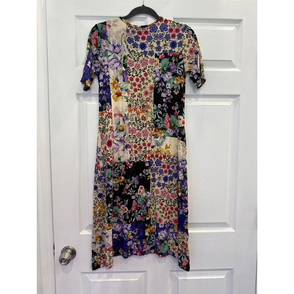 Johnny Was Sky Flower Patchwork Bohemian Short Sleeve Dress Sz XS - Picture 6 of 6